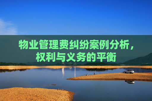 物业管理费纠纷案例分析，权利与义务的平衡